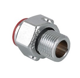 Полусгон с накидной гайкой Valtec 1/2" НР с наружной резьбой латунный никел. VTr.611.N.0004