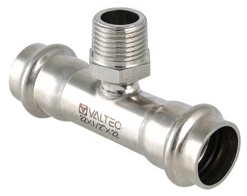 Тройник пресс Valtec 22х1/2" НР (пресс-фитинги из нерж. стали серии VTi.933.I)