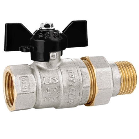 Кран шаровой LD Pride 1/2" с разъёмным соединением полнопроходной, бабочка (LD 47.306.15)