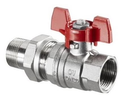 Кран шаровый Oventrop Optibal 3/4" НГ арт. 1075806 с американкой маховик из алюминия