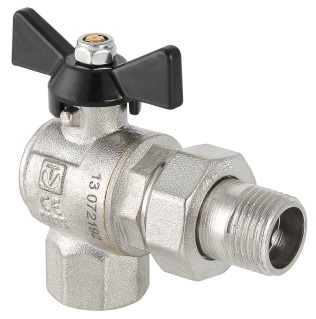 Кран шаровой Valtec Perfect 1/2" ВР/НР угловой с полусгоном ручка-бабочка (арт. VT.328.N.04)