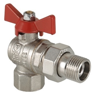 Кран шаровой Valtec Base 3/4" ВР/НР угловой с полусгоном ручка-бабочка (арт. VT.228.N.05)