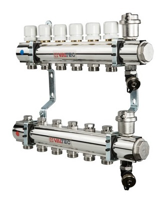 Коллекторный блок Valtec 1"х3/4" 7 выходов (латунь) VTc.594.EMNX.0607