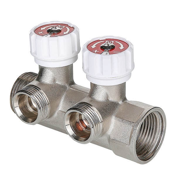 Коллектор Valtec 1"x3/4" «евроконус» на 4 выхода с вентилями для водоснабжения VTc.570.NE.0604
